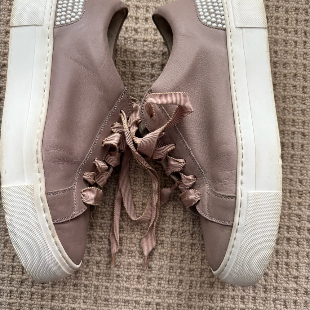 AGL women’s pearl studded leather sneakers